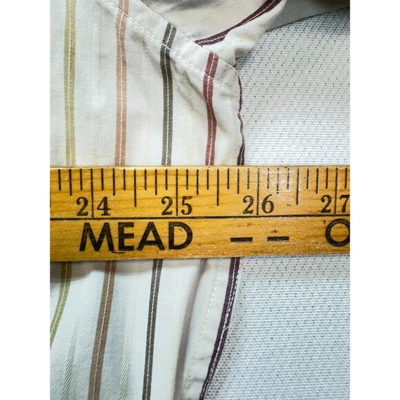 Calvin Klein Mens Striped Long-Sleeve Button-Up Shirt XL Beige/Red/Green - Picture 5 of 9